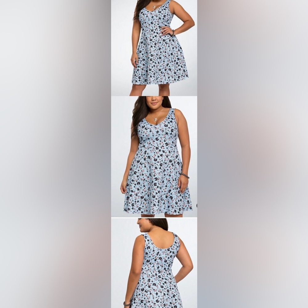 Torrid Blue Floral Midi Dress Cute for EASTER